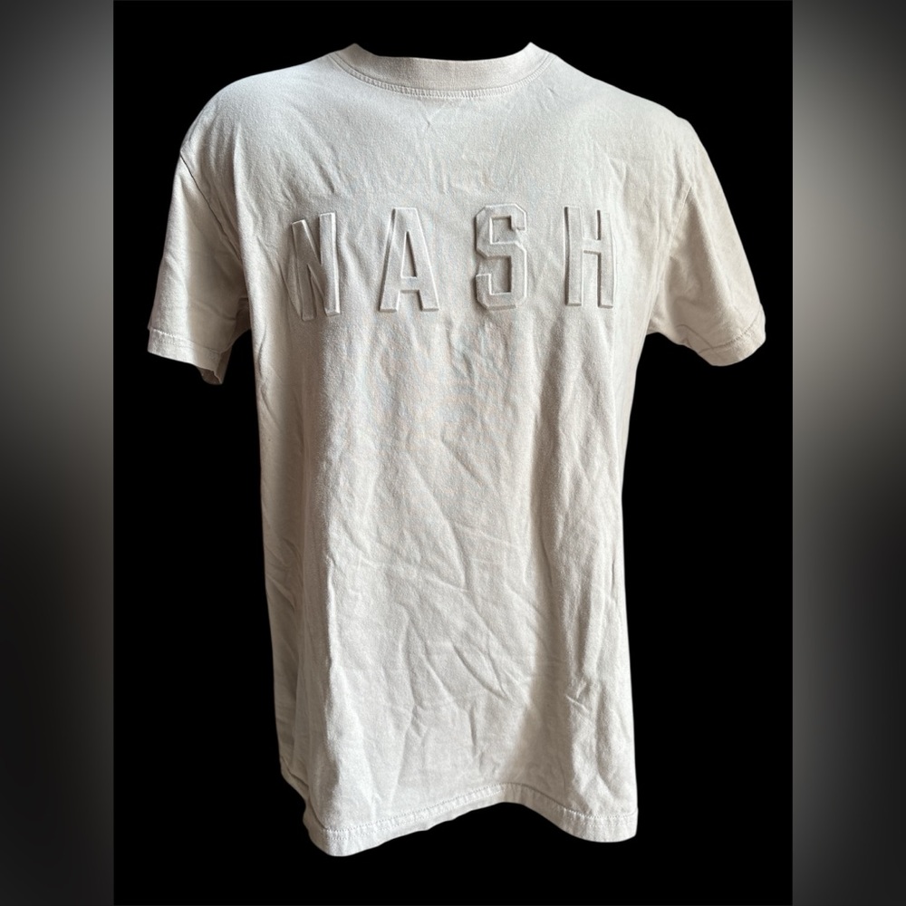 NASH TShirt Raised Logo Mens Large‎ S/S EUC Beige Unisex